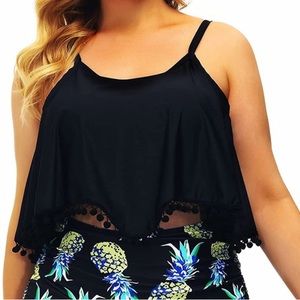 Hannah Nikole Ruffle Flounce Crop Swim Top 20W
